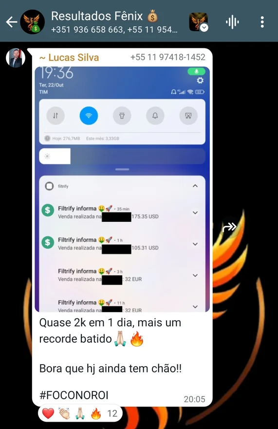 Depoimento de aluno enviado no grupo