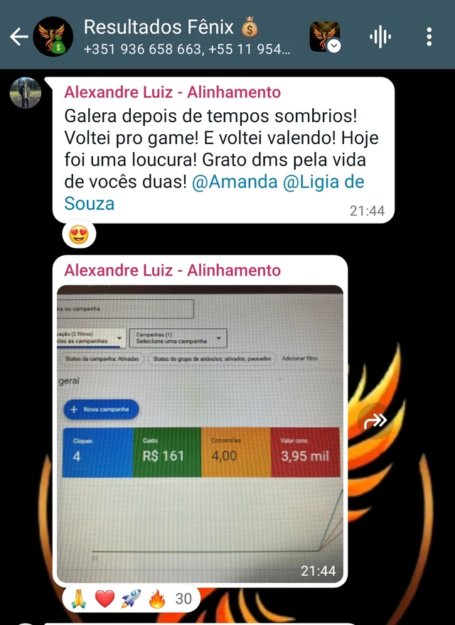Depoimento de aluno enviado no grupo