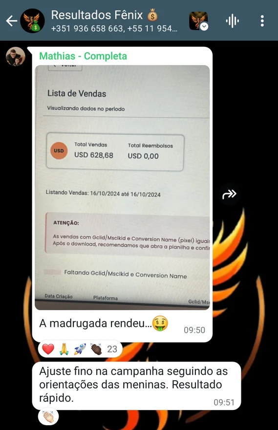 Depoimento de aluno enviado no grupo